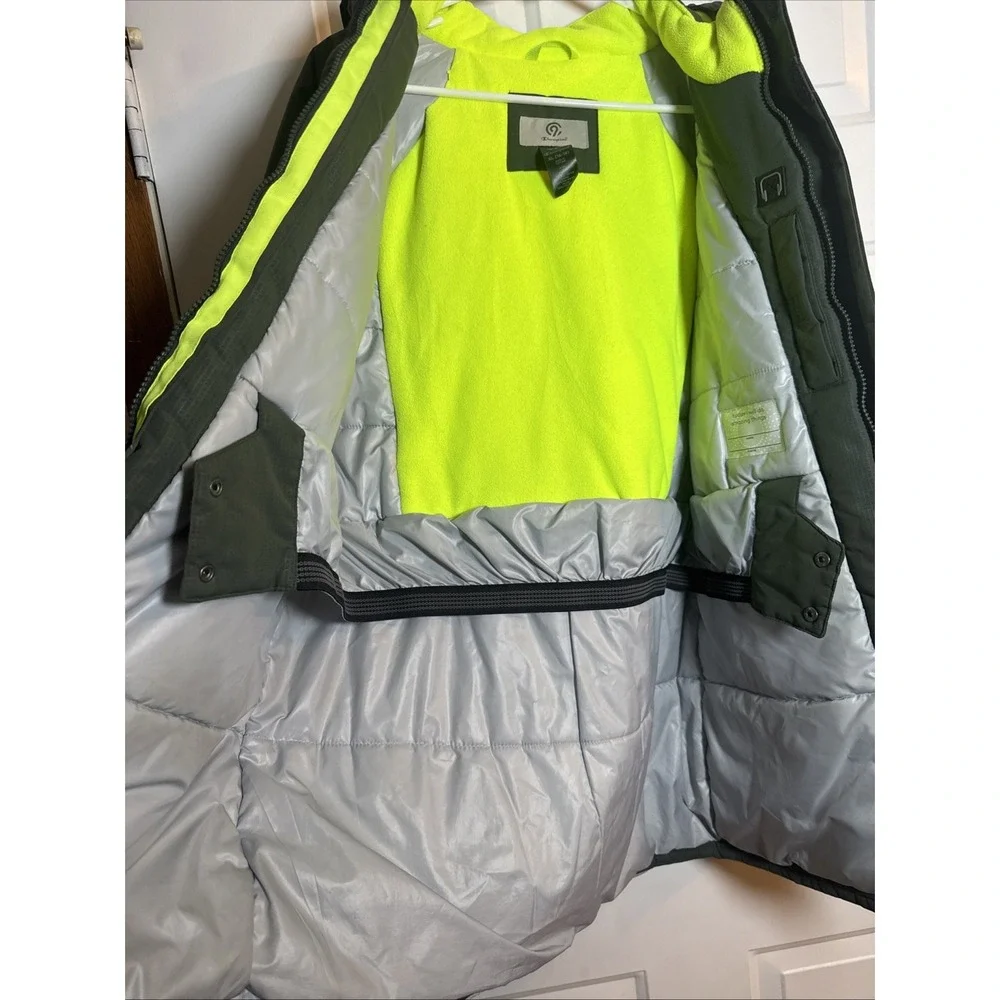 Champion Boys‎ XL (16–18) Winter Parka Jacket Olive Green with Neon Fleece Liner